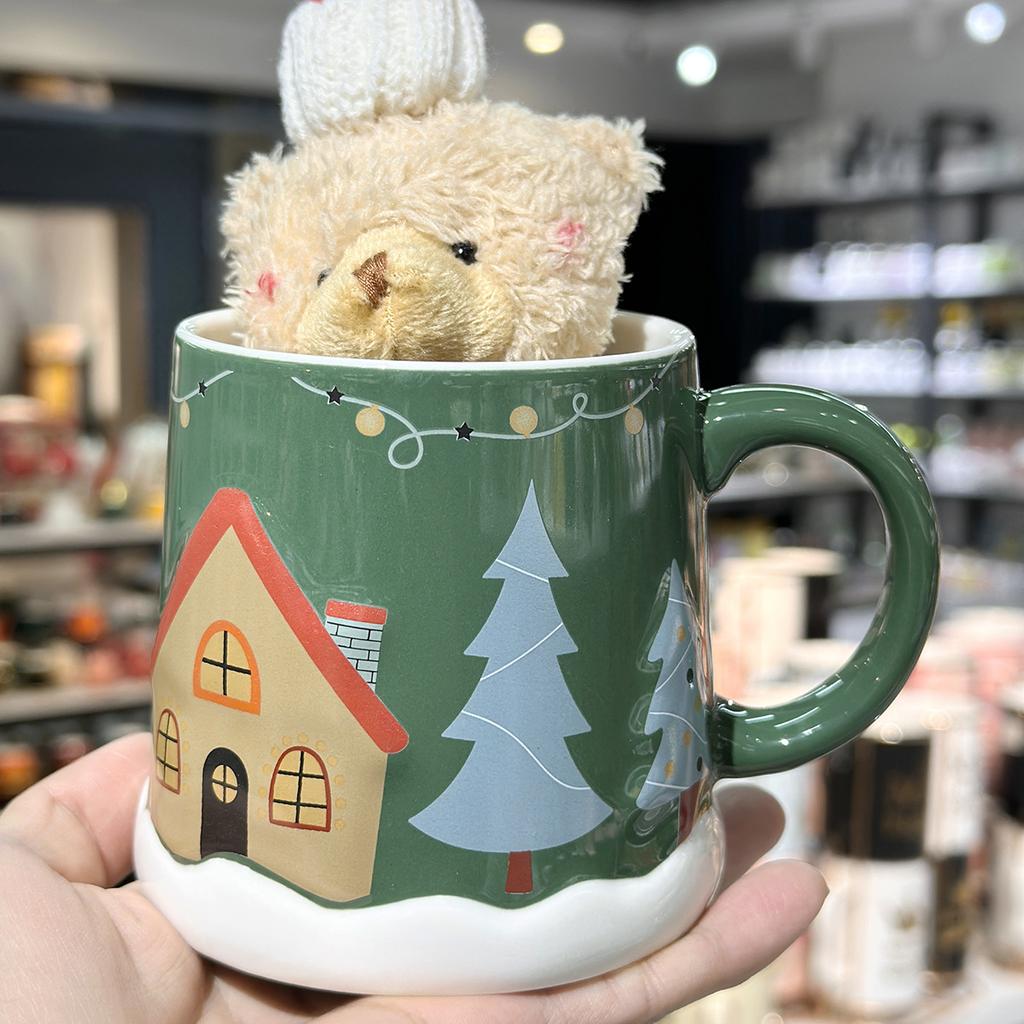 2024 Tasse en Céramique de Noël Mignonne Tasse Cadeau de Noël Tasse à Eau Domestique Tasse de Bureau avec Couvercle