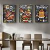 Graffiti Art Delicious Food Canvas Painting Sandwich Pizza Hamburger Kitchen Wall Art Poster Dining Room Home Decoration Mural No Frame