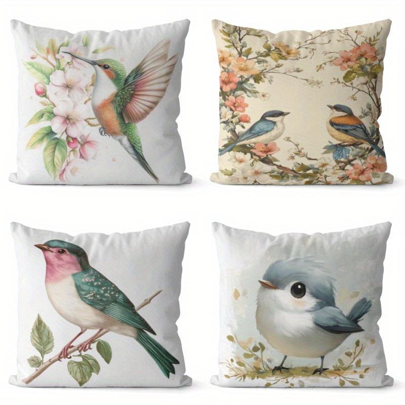 Home Decor Enchanting Birds And Blossoms Pillow Covers Pattern Cushion Cover Suitable For Sofa Bedroom Car Pillow Cover