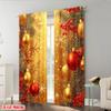Set Of 2 Plane Printing Creative Curtains Christmas Tree Ornaments Festive Snowflakes Versatile Polyester Fabric Without Rod Curtain Made