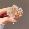 Luxury Crystal Zircon Maple Leaf Brooch For Women Shiny Rhinestone Tulip Flower Brooches Pin Banquet Wedding Party Charm Jewelry