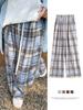 Women's Plaid Velvet-Lined Wide-Leg Pants - Autumn/Winter 2025 Retro Style