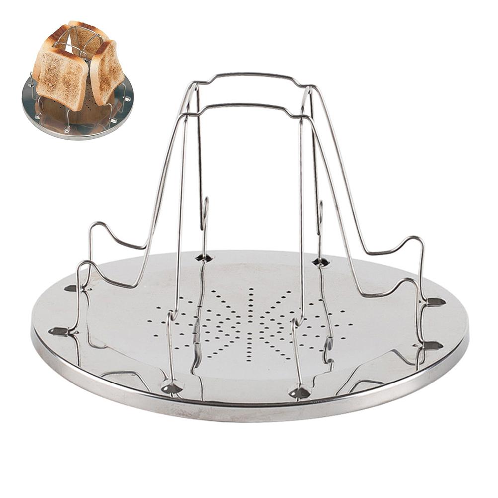 Faltbarer Campingkocher Toaster Edelstahl Camping Toaster Rack Halter 4 Scheiben Toasterblech