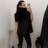 Fashion Faux Fur Sable Vest Crop Top Autumn Winter Turtleneck Eco Mink Fur Tank Tops Sleeveless Jacket Coat
