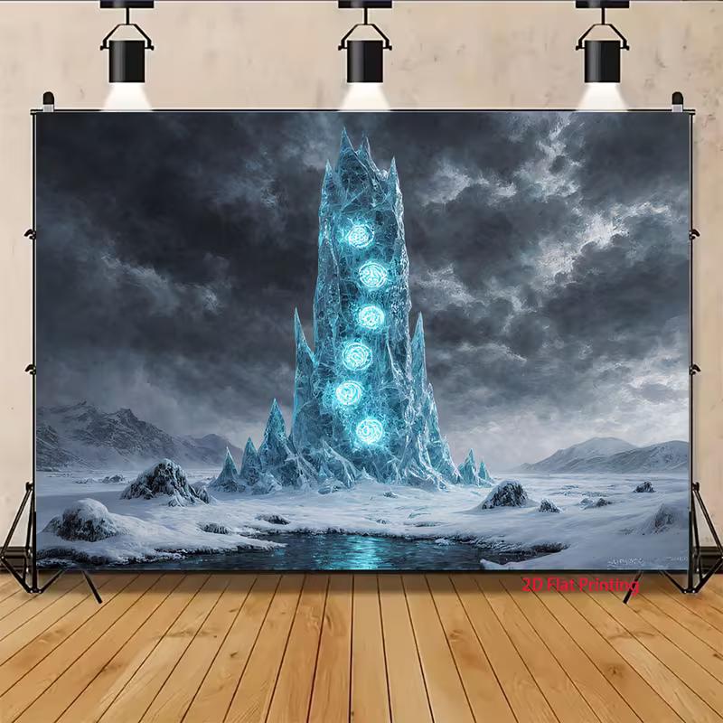 2D Artistic Magical Citadel Tapestry for Content Creation & Home Decor