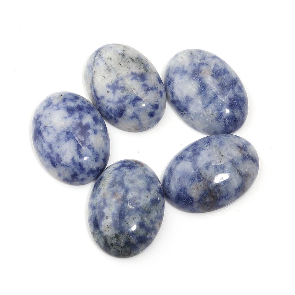 2-10 Stück Naturstein Cabochon Blaupunktstein Oval Flachrückseite Cabochon Lose Perle Für Schmuckherstellung DIY Ring Halskette Zubehör