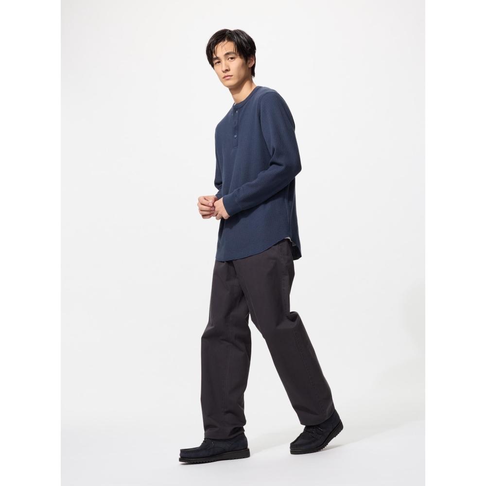 Uniqlo Waffle Henley Neck T  Long Sleeve 