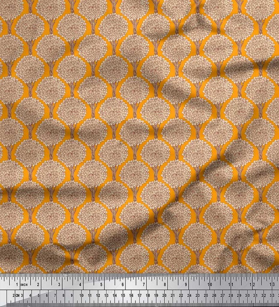 Soimoi Japan Crepe Satin Fabric Floral & Tree Print Fabric by the metre 42 Inch