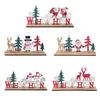 Christmas Wood Ornament Scene Layout Decoration Christmas Deer Old Man Snowman Ornament Supplies Gift for Home
