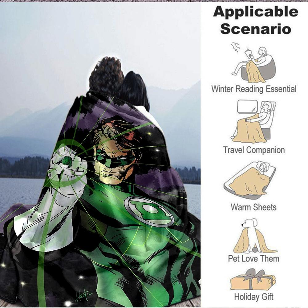 1pc Green Lantern Flannel Throw Blanket Soft, Warm & Cozy for Couch, Bed, Office, and Travel Versatile All Season Gift, Christmas present