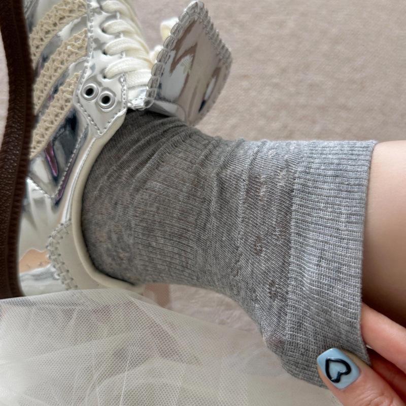 White Socks, Mid-Leg Socks, Cotton Socks, Thin Mesh Girls, Ballet Style White Stockings