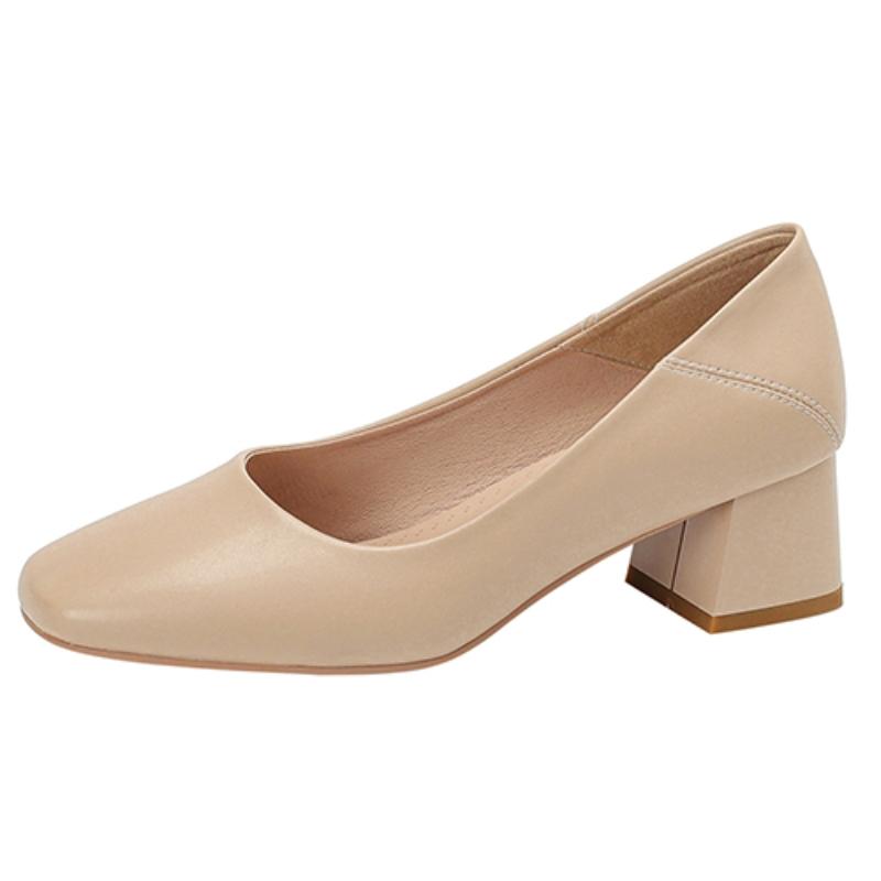 

Женские туфли-лоферы на среднем каблуке 2025 Новая мода Элегантные телесные на низком каблуке Вечерние свадебные туфли Женские туфли-лодочки большого размера 39 абрикосовый