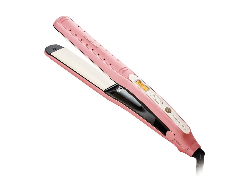Koizumi Straight Hair Iron with 13 Temperature Fast Negative International Voltage Pink Settings, Heating, Ions, Compatible, (KHS-8130/P)