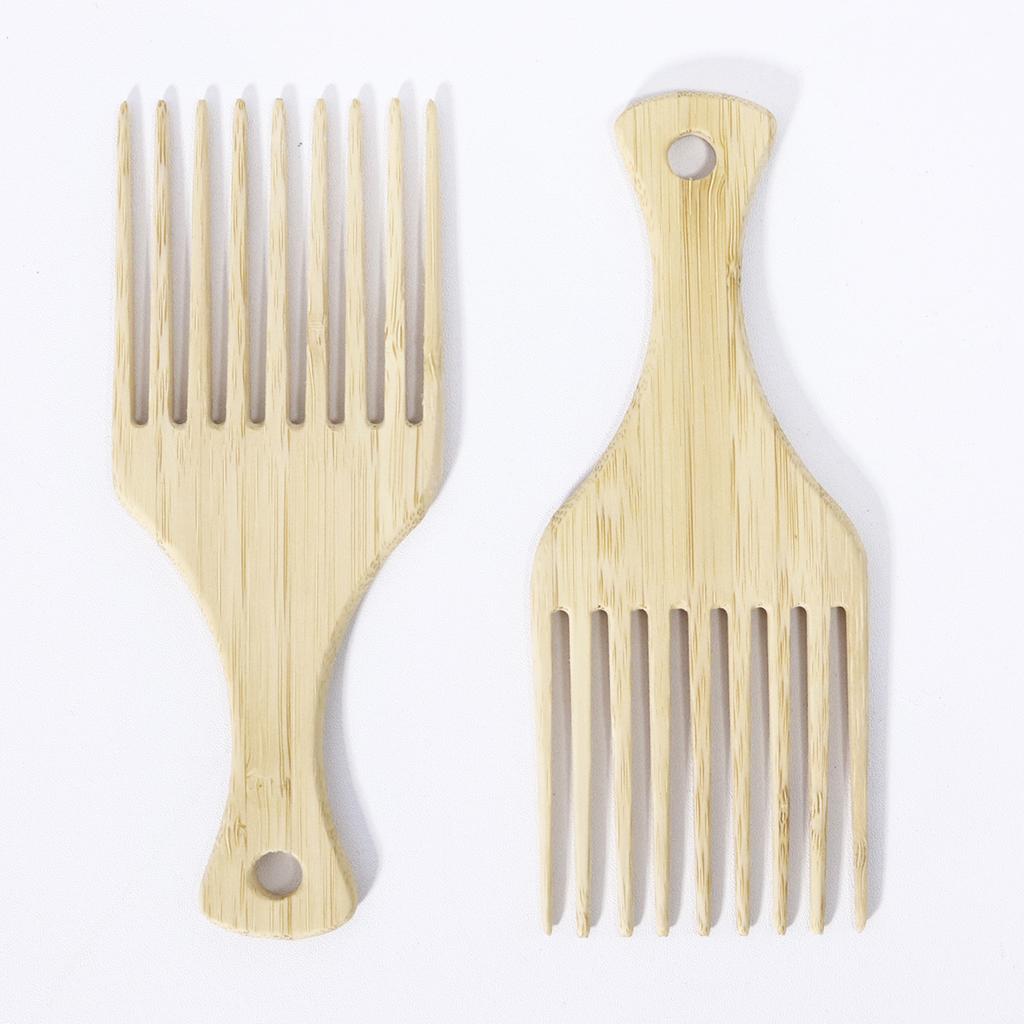 2pcs natural bamboo and wood African comb, wooden comb for hair lifting, curly hair styling comb,Special for real hair wigs