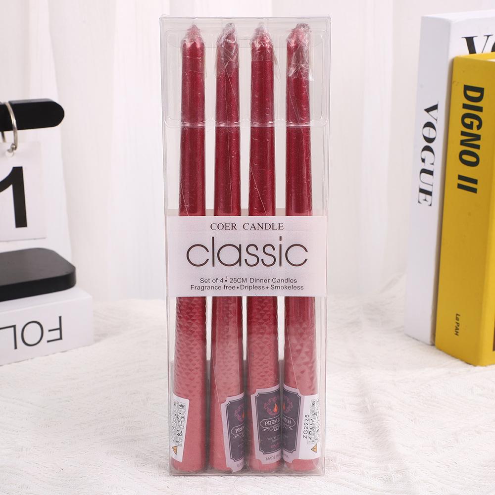 4pcs 10 Inch Tapered Stem/threaded Candles Long Burning Time Smokeless for Home Decoration Birthday Party Candlelight Dinner