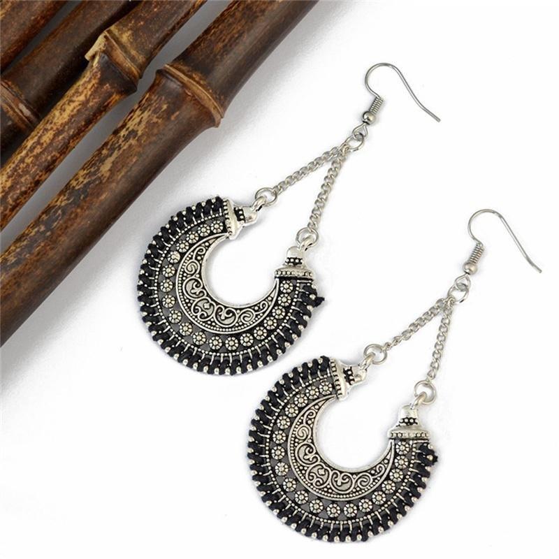 Tibetan Jewelry Vintage Drop Earrings Handmade U Shape Dangle Earrings for Women Brincos Fashion Ethnic Earrings