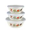 CRAFT WOK  Clear Pattern Enamel Basin Useful Corrosion Resistance with Lid Salad Pasta Enamel Bowl