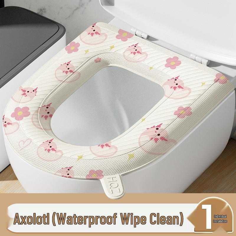 Four-Season Waterproof Toilet Seat Cushion with Lid and Thickened Pattern Cover