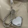 Metal Key Chain with Heart Shaped Mirror Y2k Style Bag Pendant Sweet Cool Trendy Fashion Pendant