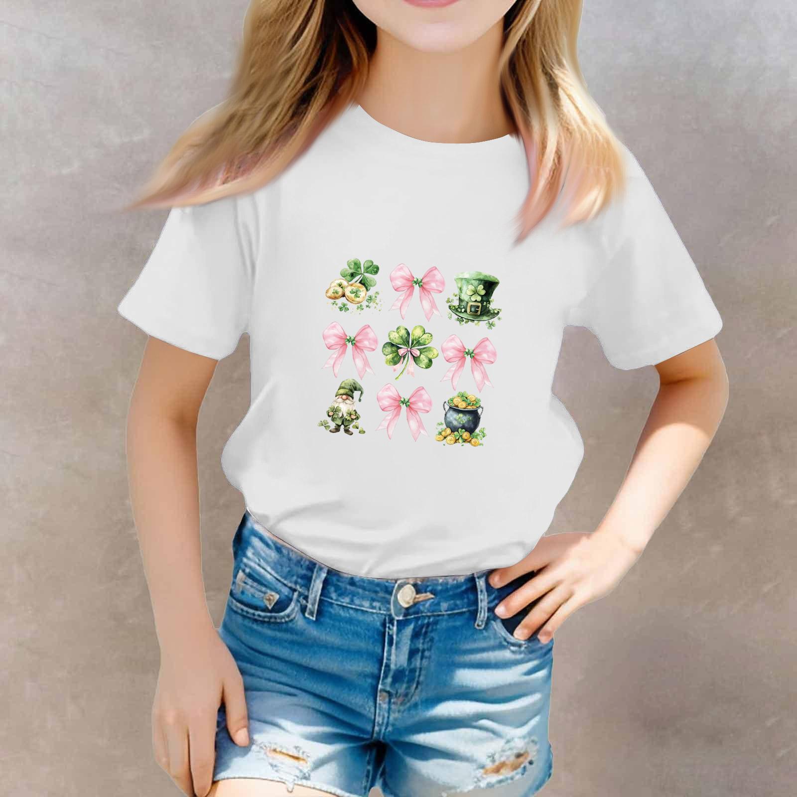 

St. Patrick s Day Toddler Girl Boy T-Shirts Kids Top Boys And Girls Printed Short Sleeved T-shirt 160 білий