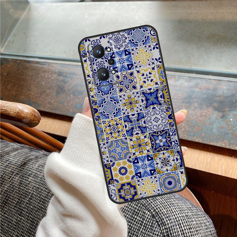 Boho Tile Mosaic Aesthetic Case For Realme 11 12 13 14 Pro Plus C53 C55 C51 C25 C63 C61 C65 C67 C71 C75 GT6 GT7 15 Pro