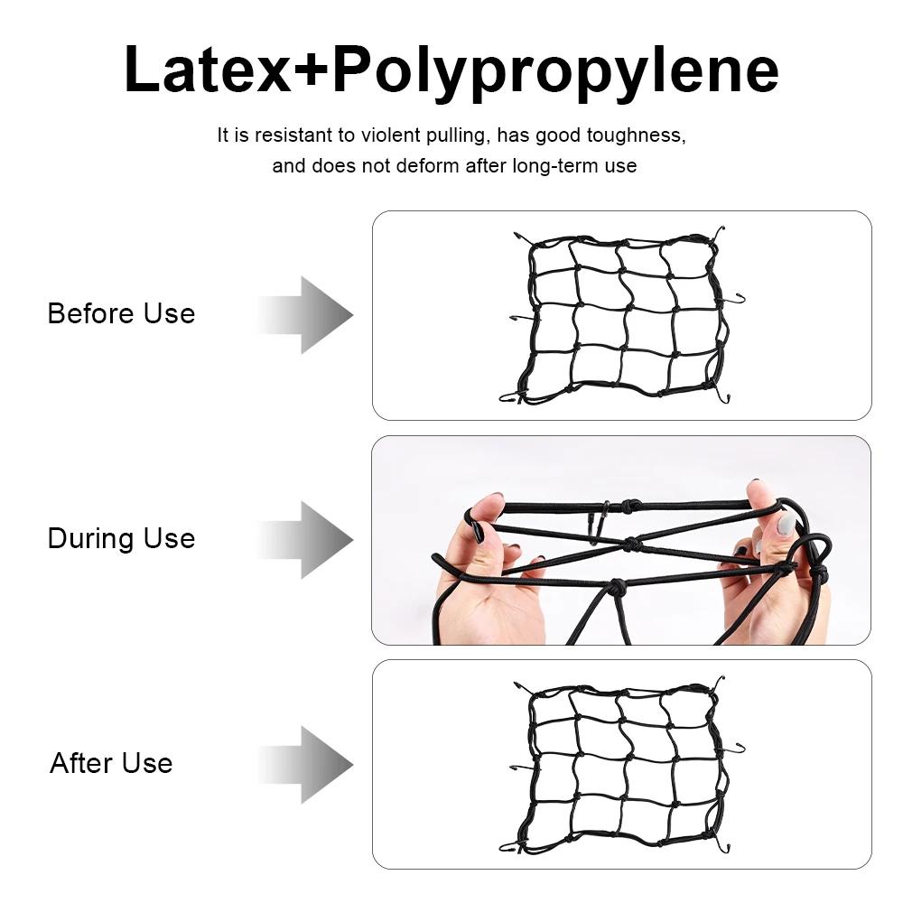 40*40cm Motorcycle Luggage Net Bike 6 Hooks Hold Down Fuel Tank Luggage Mesh Web Bungee Black Motorcycle Bike Car Styling 30*30