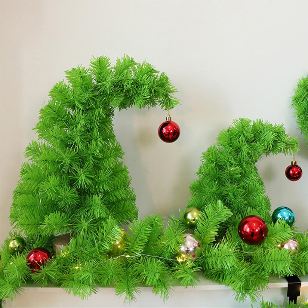 Green Christmas Tree Bent Plastic Tree, Artificial Christmas Desktop Home Decor Cloth Bag Base Wrapped For Indoor Desktop Decoration