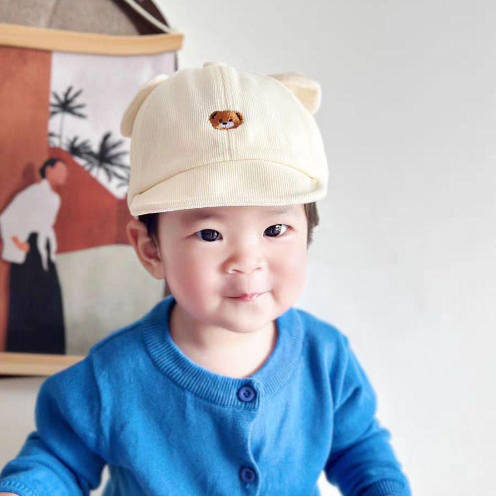 Bear Ear Baby Visor Hat Adjustable Infant Peaked Cap Warm Baby Sunhat Winter