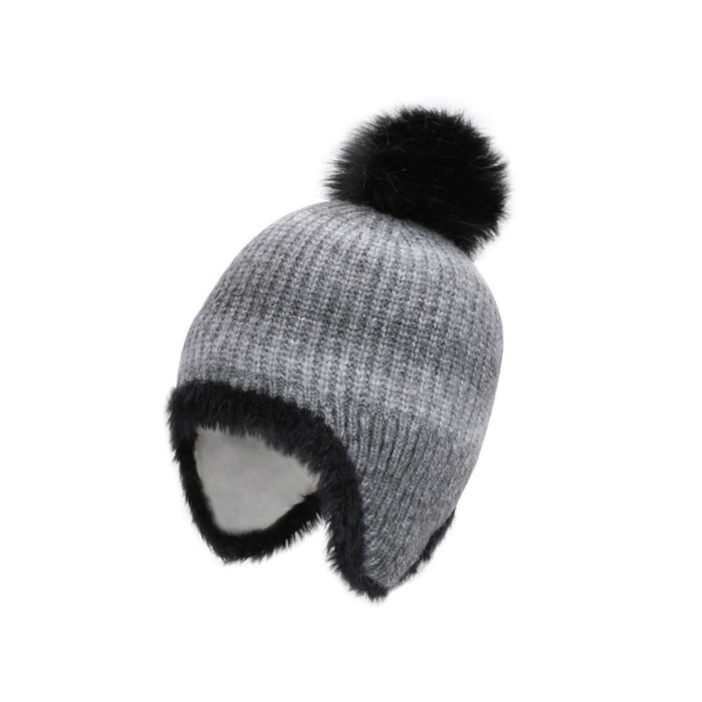Multicolor Kids Knitted Hat Hairball Beanie Cap Cute Knitted Bucket Hat Autumn