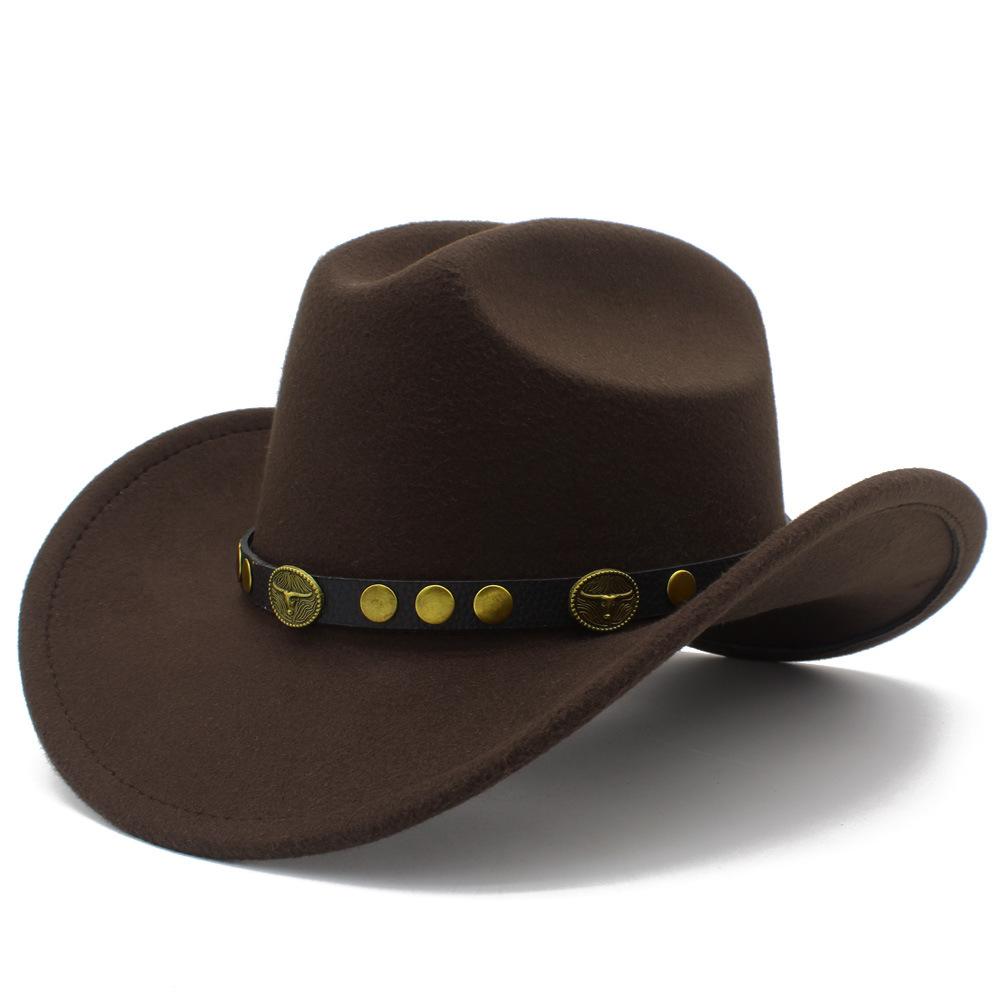 Europe, America, thin fashion explosion, western cowboy hat, personalized bull head accessories, one-word knight hat, simple top hat