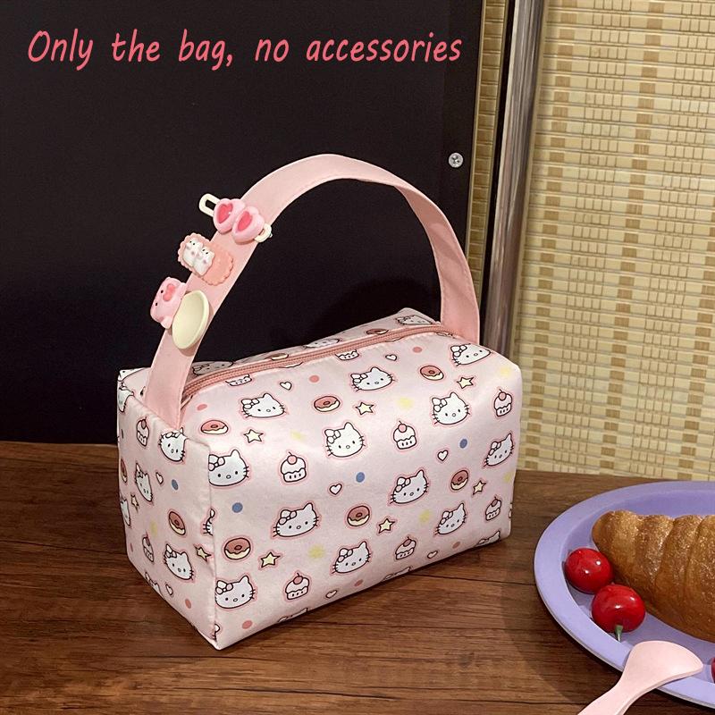 

Cute Sanrio Hello Kitty Cosmetic Bag Girl Kt Handheld Makeup Bag Large Capacity Travel Portable Storage Bag Organizer Pouch Gift