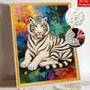 Shiny Pearl White Tiger DIY Painting Creative Bead Art Craft Household Wall Decoration Nice Present For Art Hobbyists Home Decor Wall Artwork Supplies