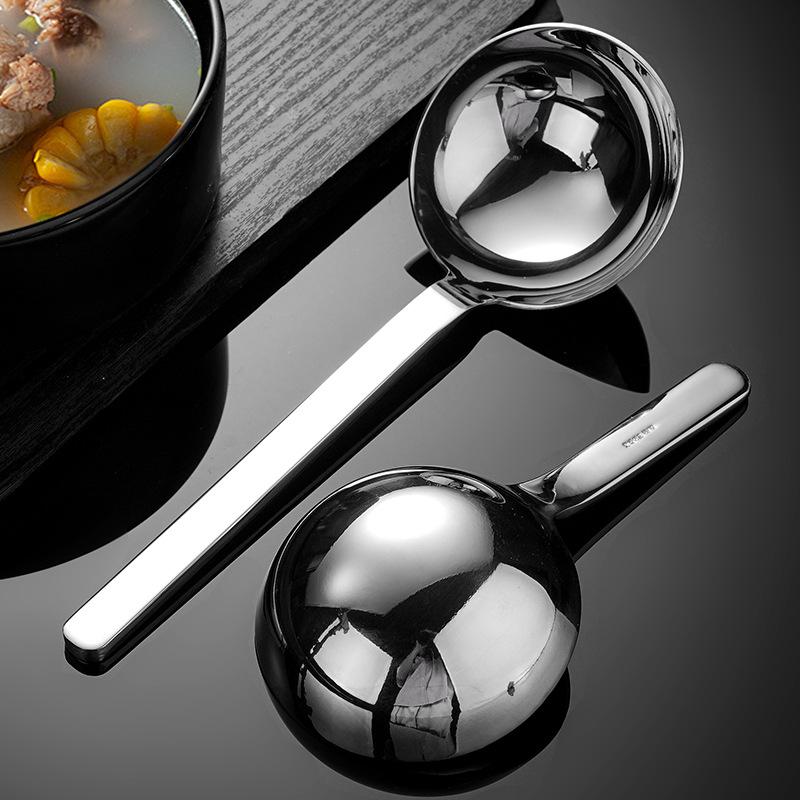 18/10 Short Handle Soup Spoon Stainless Steel Round Spoon Heavy Duty Deepening Service Spoon