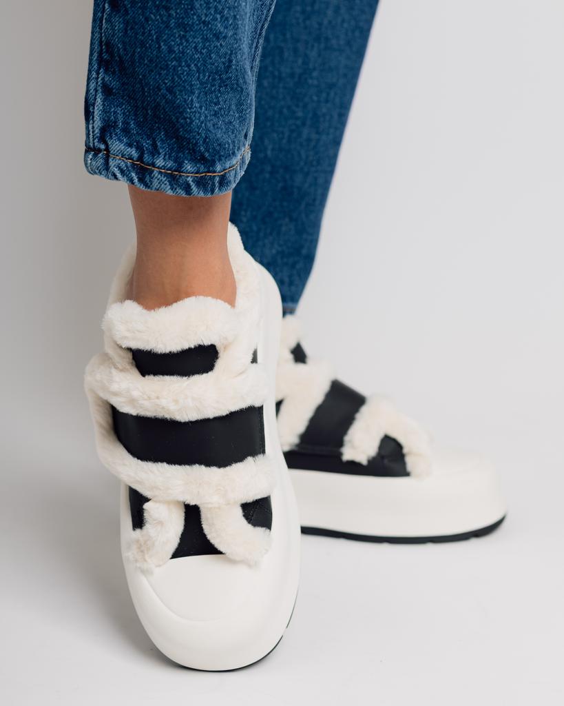 Platform Boots Allsy 203311 36 Black and White Leather Bike