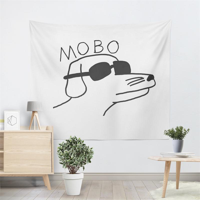 Aertemisi Modern Baseball Mobo Dog Tapestry Wall Hanging Art for Bedroom Living Room Decor College Dorm Party Backdrop Home