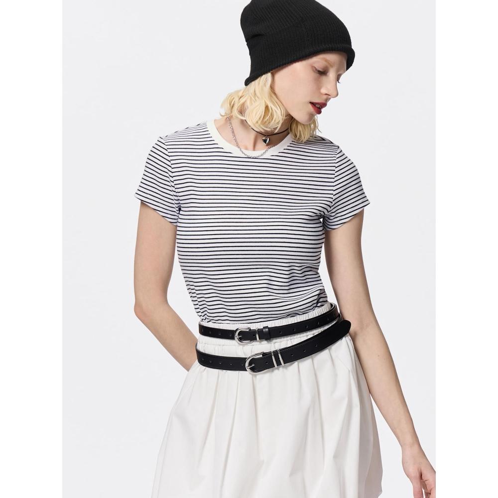 

Футболка Gu By Uniqlo Ribbed Border 01 OFF WHITE/XS