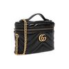 Gucci GG Marmont Svart Läder Chevron Quiltad Mini Toalettväska Kedja Axelväska För Kvinnor Daglig Användning