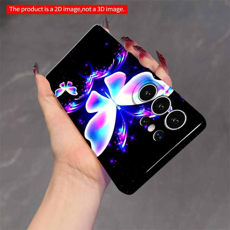 2DFlat Samsung Phone Case Neon Butterfly Galaxy Phone Case Applicable To Galaxy S23 S24 S25ULTRA S26 A12 A14 A15 A16 A54 A55