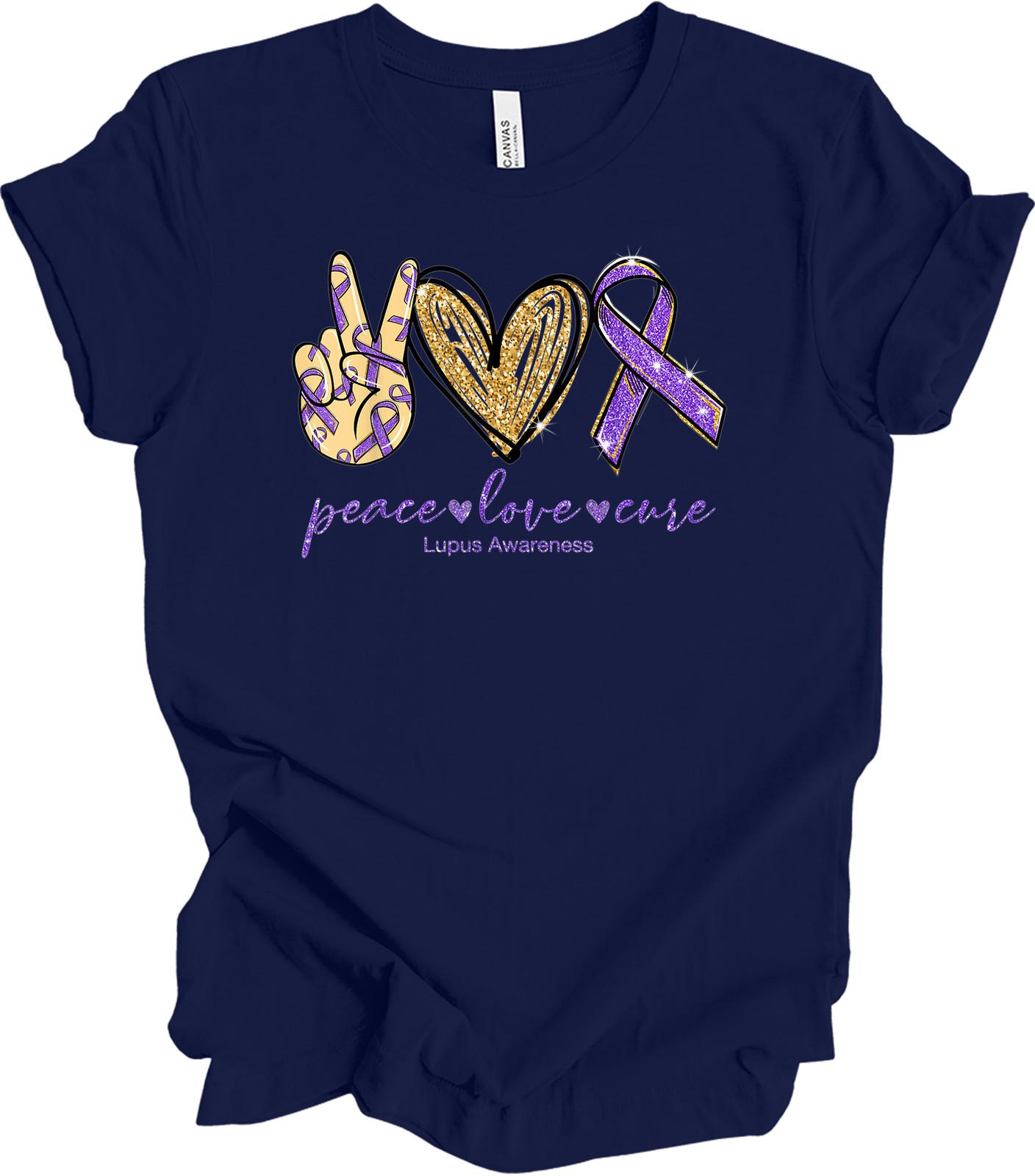 Peace Love Cure Lupus Awareness T-Shirt XXXXL