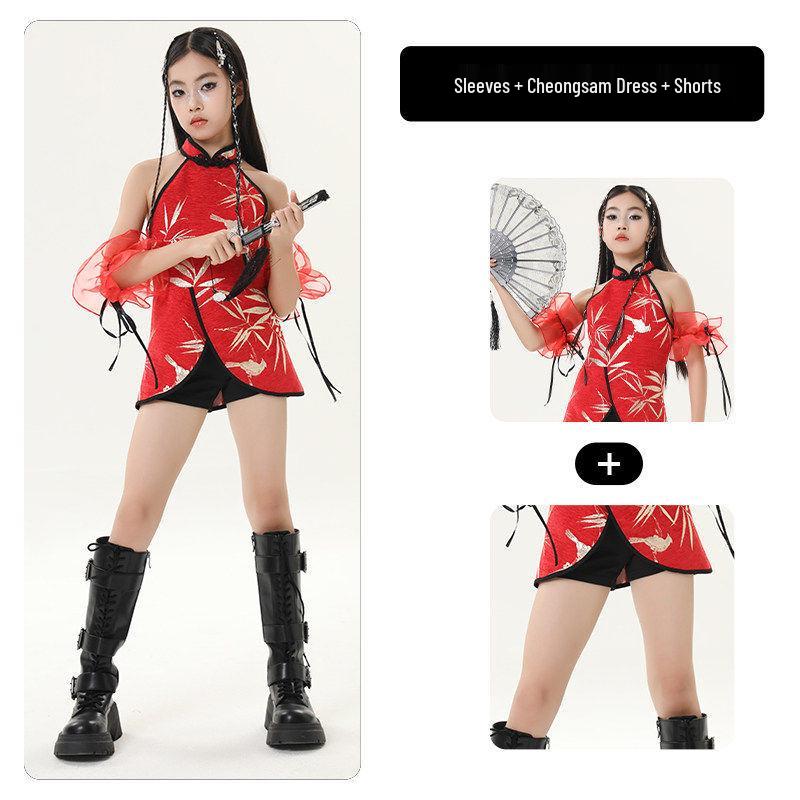 Chinese Style Jazz Dance Costumes for Girls – Trendy Performance Set for Model Runway Shows