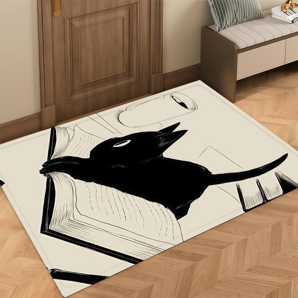 Door Naughty Mat Bedside Entrance Bath Kawaii Cute Floor Decoration Corridor Door Mat Cat Black Carpet Living Room Balcony