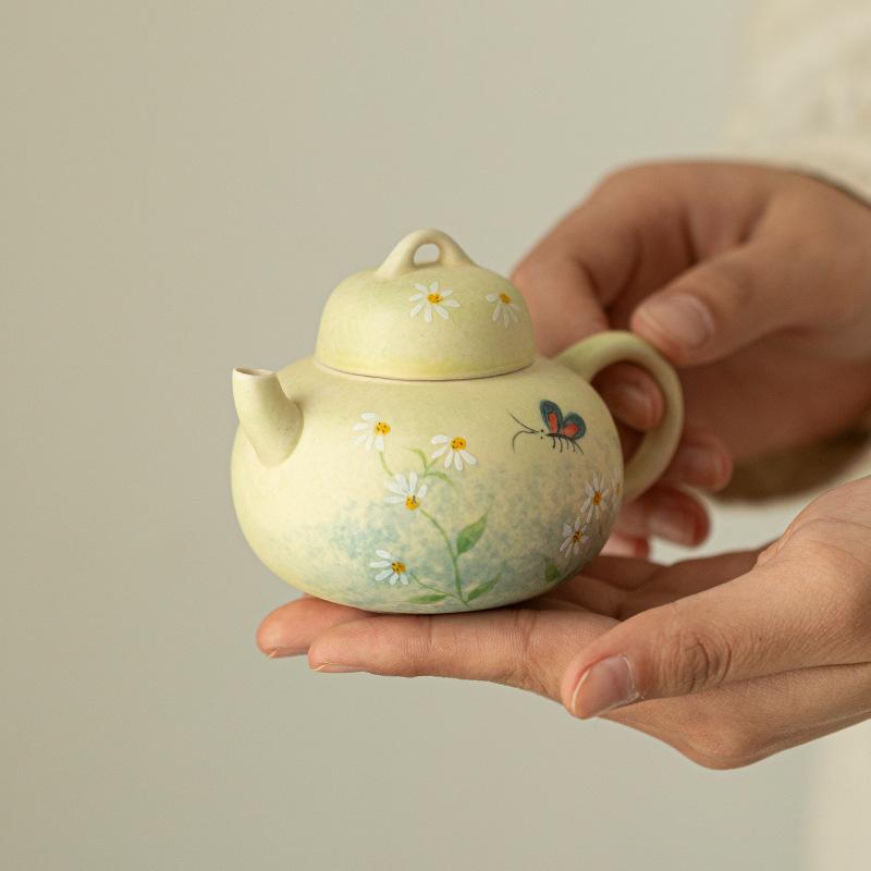 Hand Painted Teapot Underglaze Retro Oil Painting Daisy Small Pot High End Ceramic Tea Set