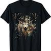 Hirschporträt Florale Kunst Wildtiere Natur Tierliebhaber T-Shirt
