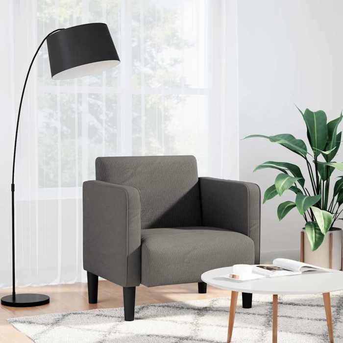 VidaXL Canapé-chaise Accoudoirs Gris Clair 54 Cm Tissu Velours Côtelé, Simple Sofa, Comfort Sofa, TV Armchair, Sofa, 4100515