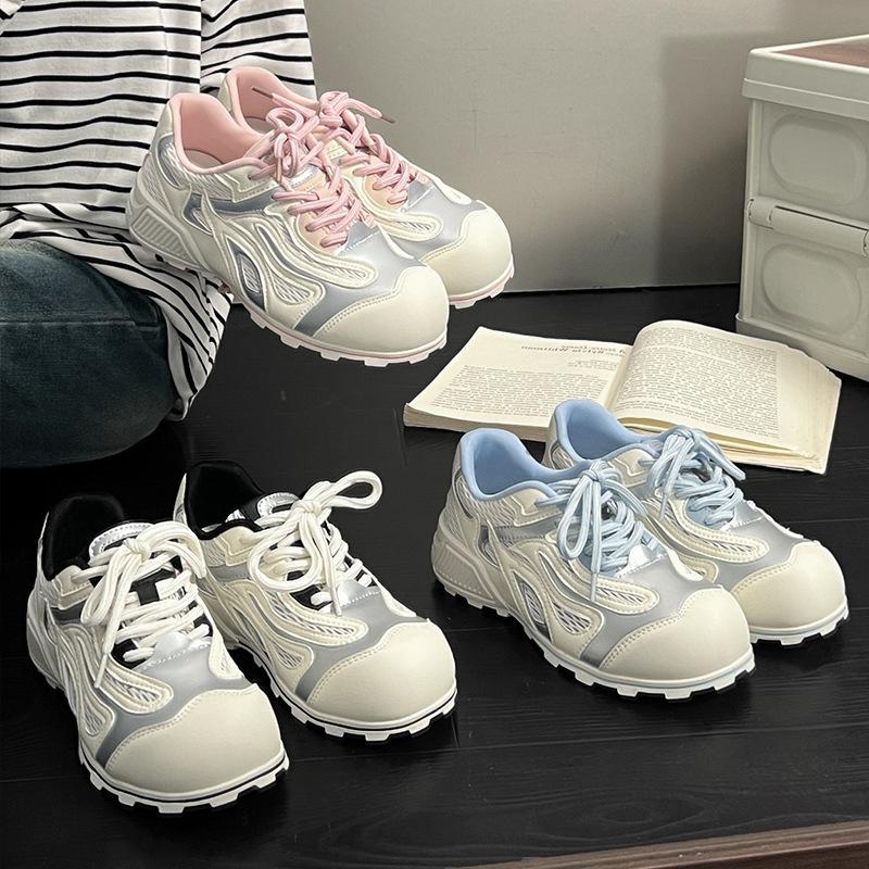 Versatile platform women's spring and summer new retro lace-up breathable height-increasing sports and leisure shoes