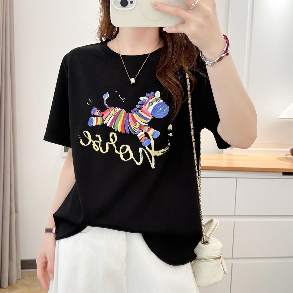 2026 Plus Size Women's Summer Round Neck Short Sleeve Air Cotton T-Shirt - Fat Girl Fashion