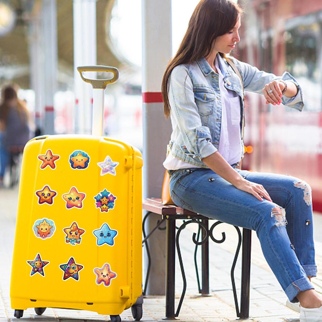 50PCS Cute Cartoon Star Stickers for Kids - Waterproof, Creative Decorations for Car, Phone, Water Bottle, and Journal