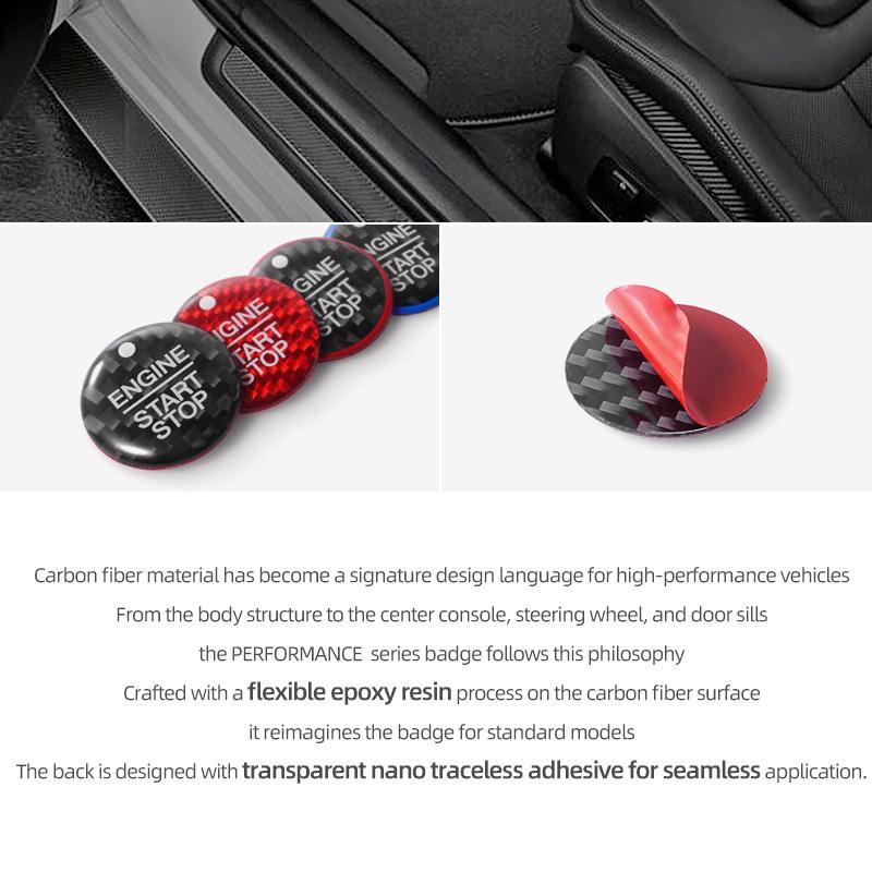 For Ford F150 SVT Raptor 2015-2020 Carbon Fiber Center Console Engine Start Stop Button Trim Sticker Car Interior Accessories