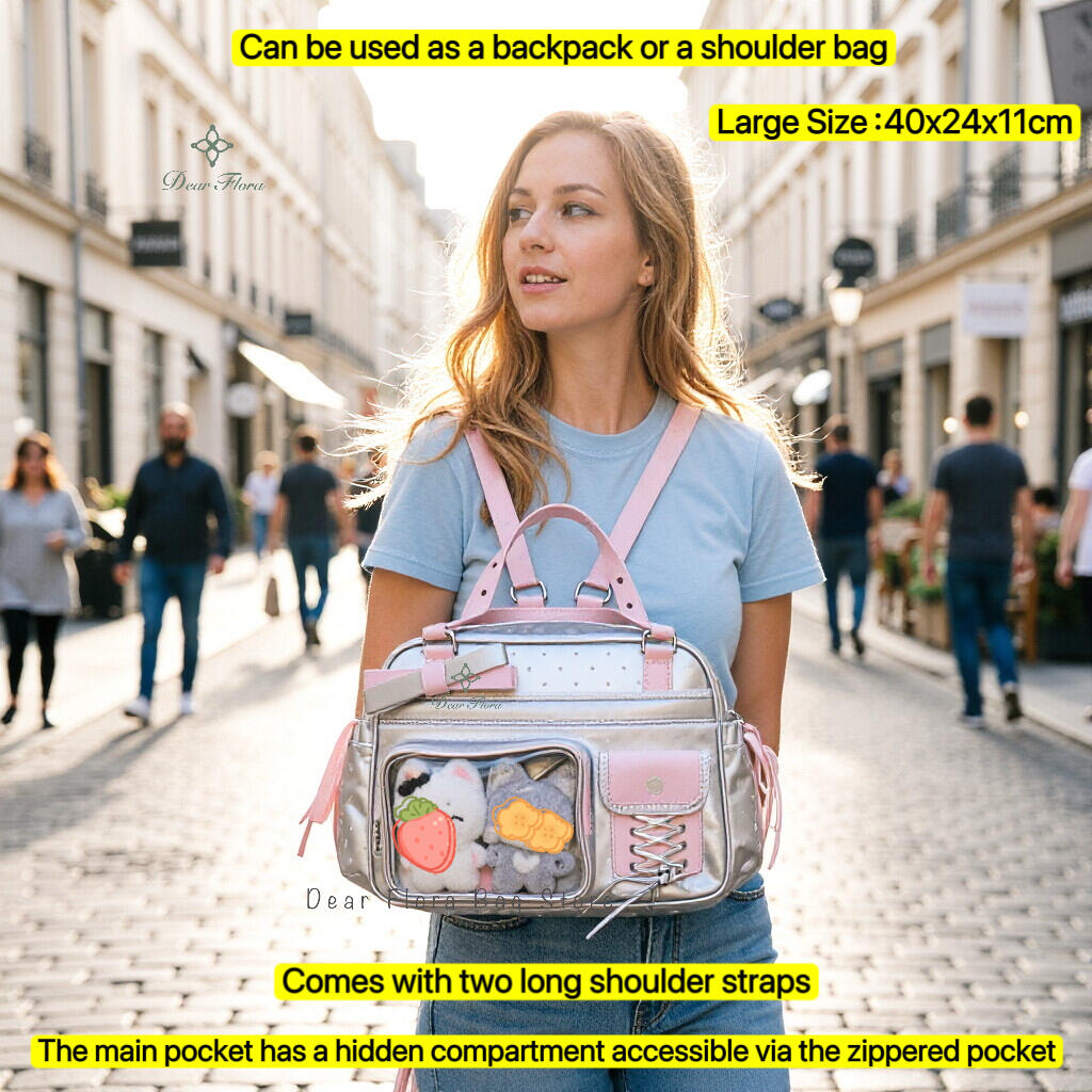 Neuer Y2K Süßer Itabag Comic-Ausstellung Rucksack mit großem Fassungsvermögen Süßes Mädchen Transparente Umhängetasche DIY Abzeichen Display Umhängetasche