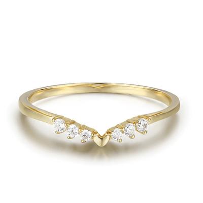 Trumium New S925 Sterling Silver V-shaped Small Love Rings for Women Simple  Cubic Zircon Gold Stackable Ring